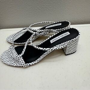 Chelsea & Violet Polka Dot Sandals Leather Size 8 White Black